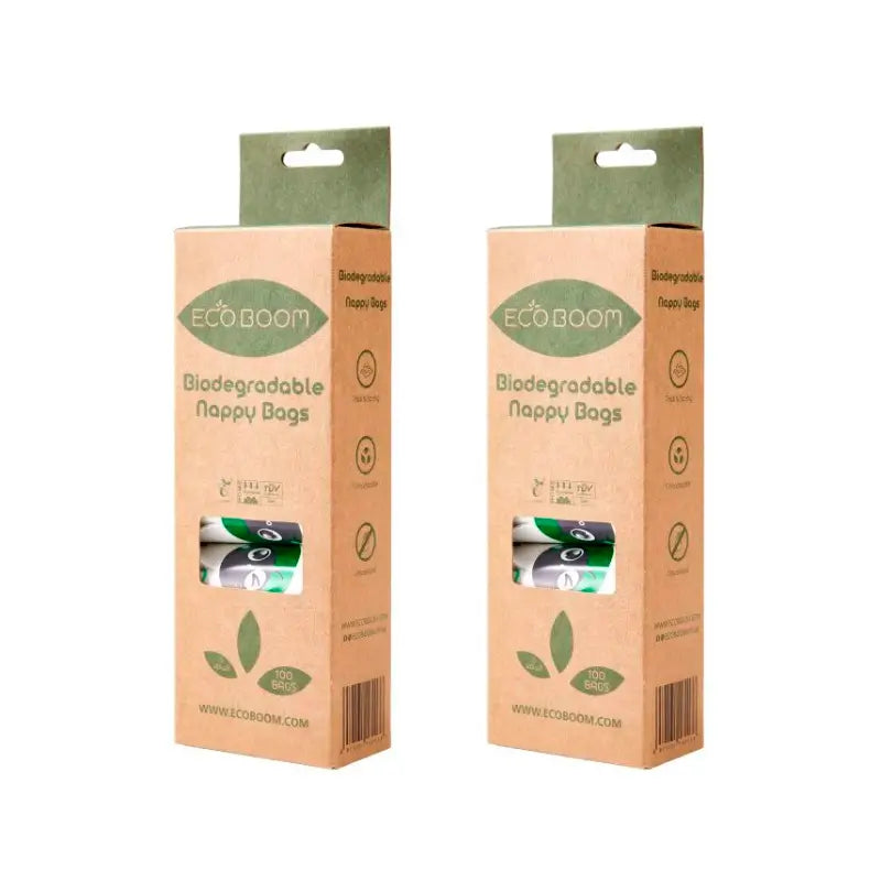 Eco Boom Pack Biologisch abbaubare Windel- und Hosensäcke, 2 x 100 Stück.