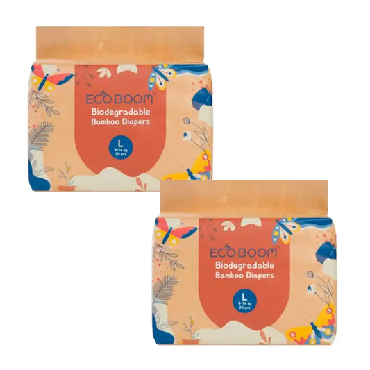 Eco Boom Pack 2X Bamboo Windel Joy L 4, 60 Stück.