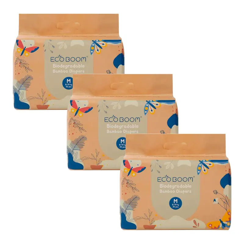 Eco Boom Pack 3X Bamboo Windel Joy M 3, 96 Stück.