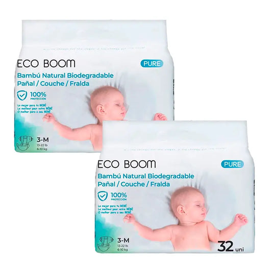 Eco Boom Pack 2X Bamboo Windel Pure M 3, 96 Stück