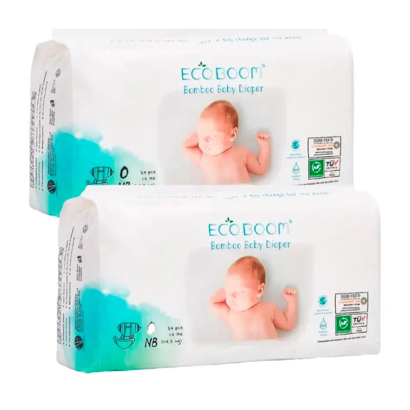 Eco Boom Pack 2X Pure Bamboo Nappy Pure Nb 0, 68 Stück.