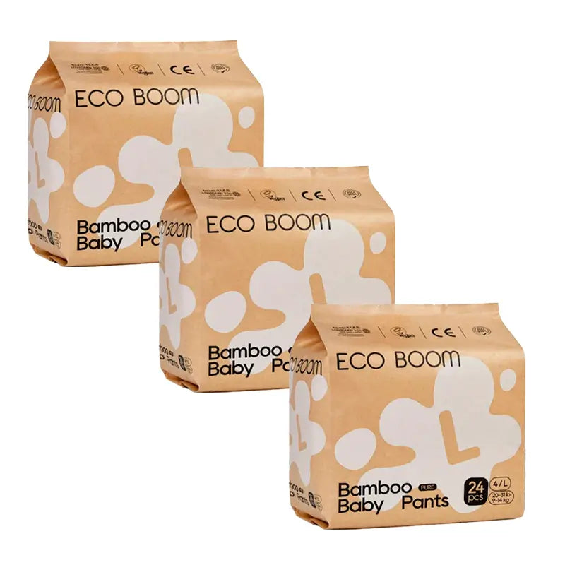 Eco Boom Pack 3X Pure L Bamboo Windel, 72 Stück.