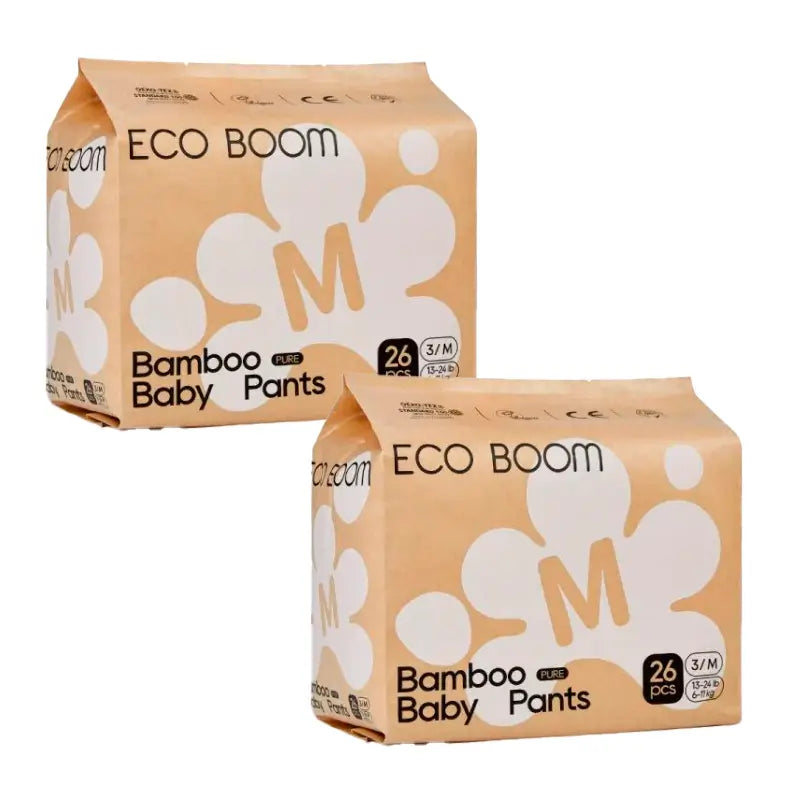 Eco Boom Pack 2X Pure M Bamboo Windel, 52 Stück.
