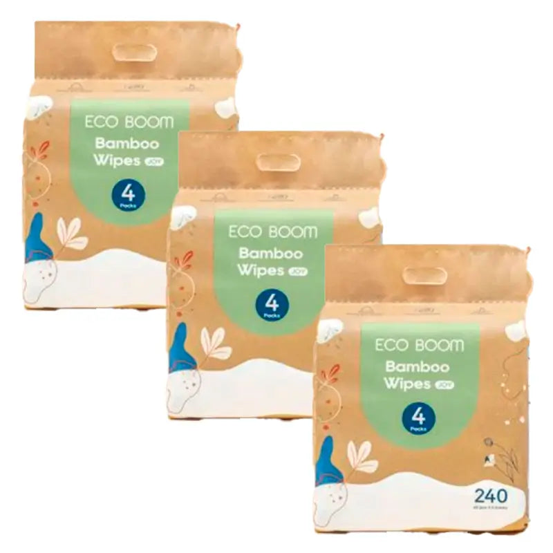 Eco Boom Bamboo Feuchttücher Pack, 3 X 240 Einheiten