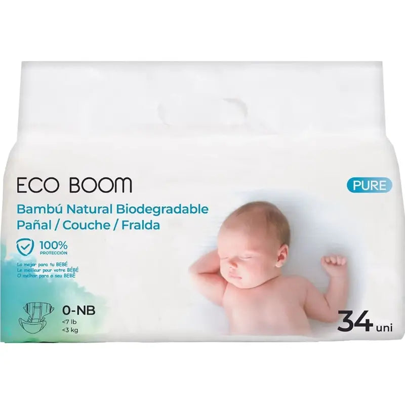 Eco Boom Pure Bamboo Windel Nb 0, 34 Einheiten