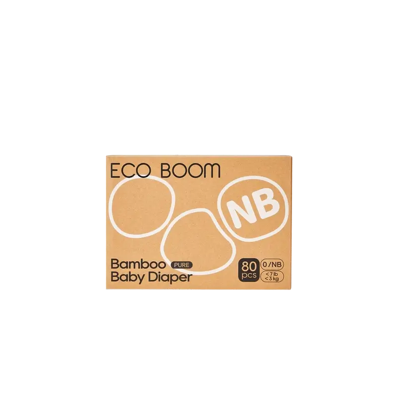 ECO BOOM PURE 100% natürliche Bambuswindeln - Größe 0/NB (1-3 kg) - 80 Stück.