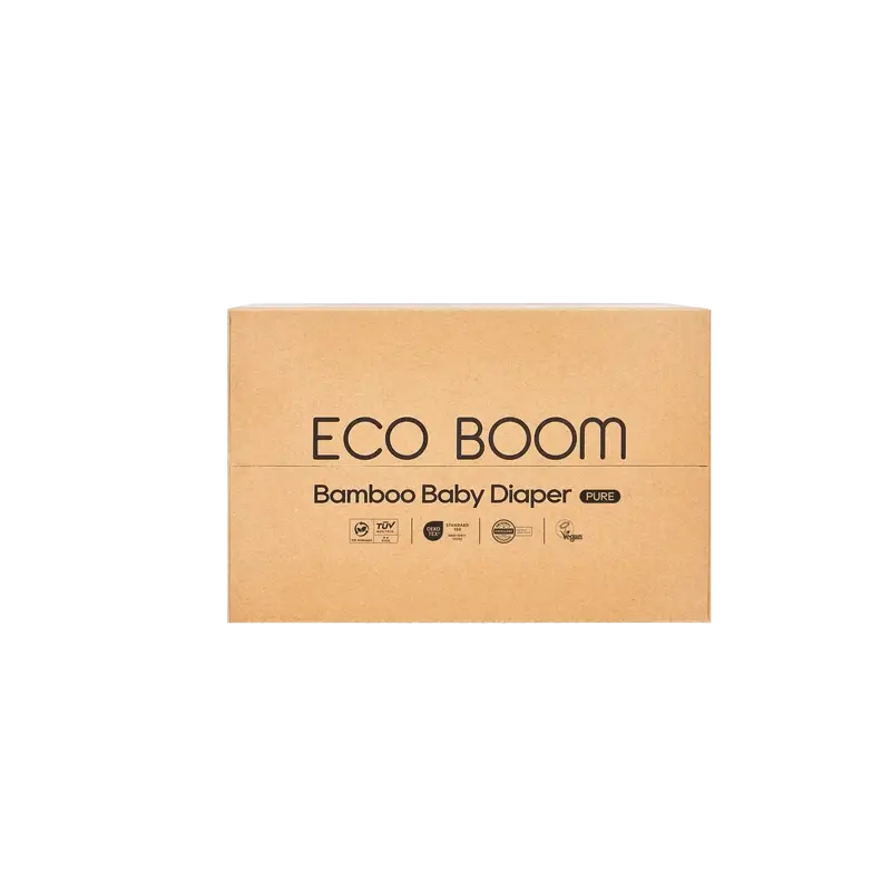 ECO BOOM PURE 100% natürliche Bambuswindeln - Größe 0/NB (1-3 kg) - 80 Stück.