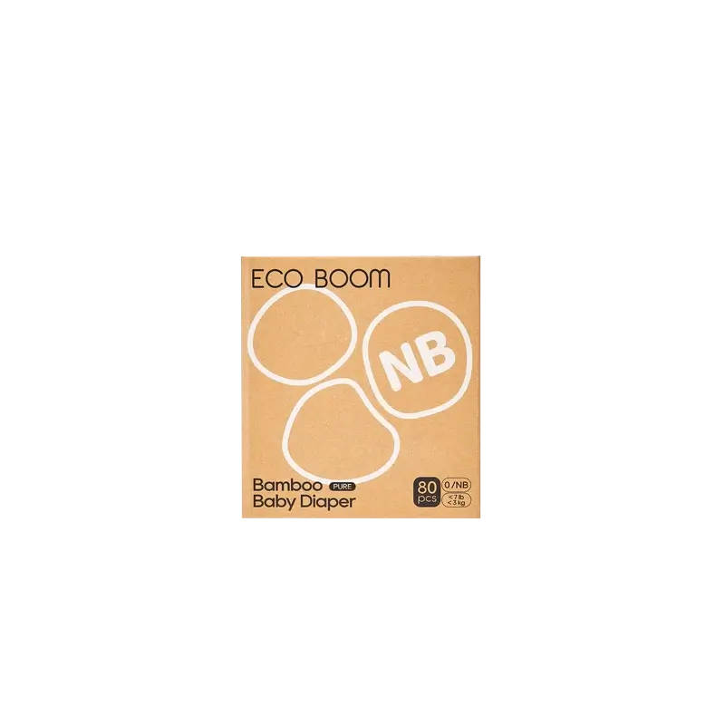 ECO BOOM PURE 100% natürliche Bambuswindeln - Größe 0/NB (1-3 kg) - 80 Stück.