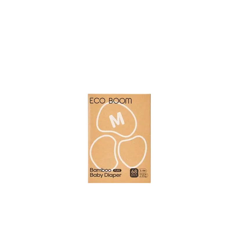 ECO BOOM PURE 100% natürliche Bambuswindeln - Größe 3/M (6-10 kg) - 68 Stück.