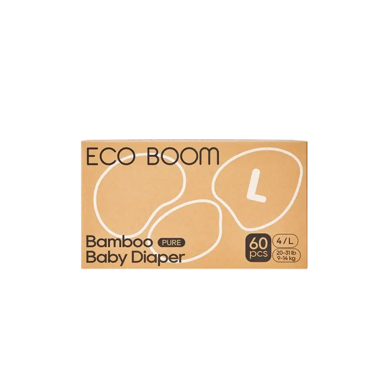 ECO BOOM PURE 100% natürliche Bambuswindeln - Größe 4/L (9-14 kg) - 60 Stück.