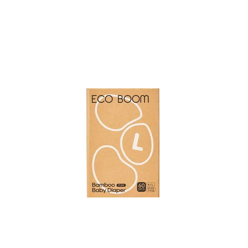 ECO BOOM PURE 100% natürliche Bambuswindeln - Größe 4/L (9-14 kg) - 60 Stück.