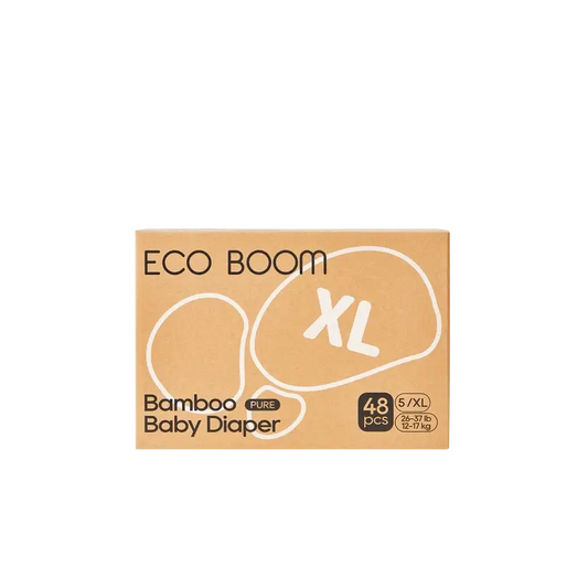 ECOBOOM PURE 100% natürliche Bambuswindeln - Größe 5/XL (12-17 kg) - 48 Stück.