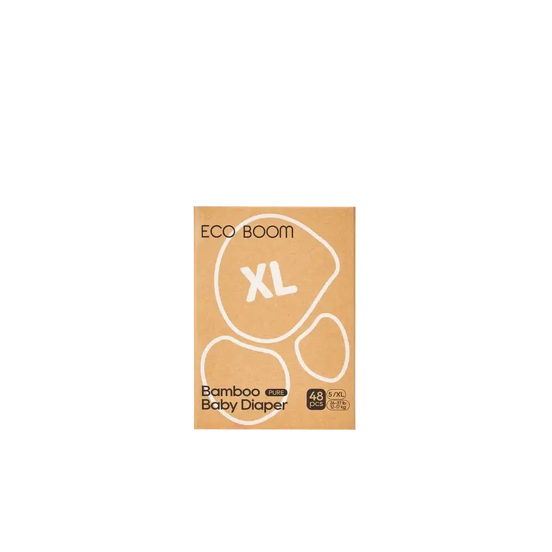 ECOBOOM PURE 100% natürliche Bambuswindeln - Größe 5/XL (12-17 kg) - 48 Stück.