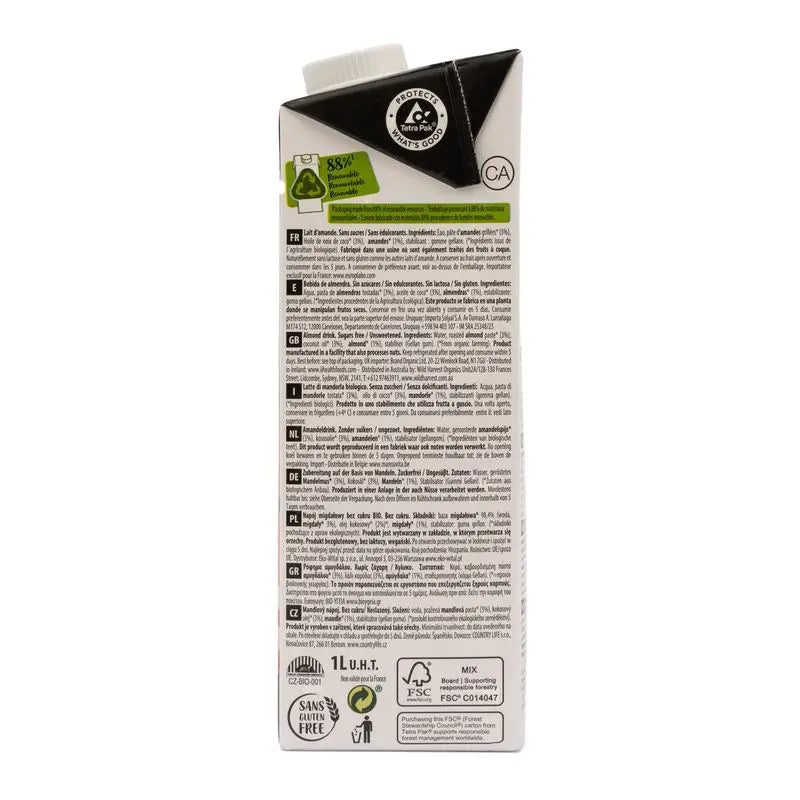 Ecomil Mandel Natur Keto Bio, 1L x 6 Einheiten