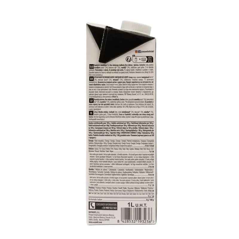 Ecomil Mandel Natur Keto Bio, 1L x 6 Einheiten