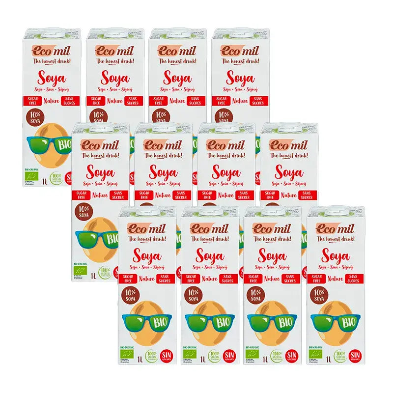 Ecomil Gemüsedrinks Bio Sojabohne, Packung 12 x 1 Liter