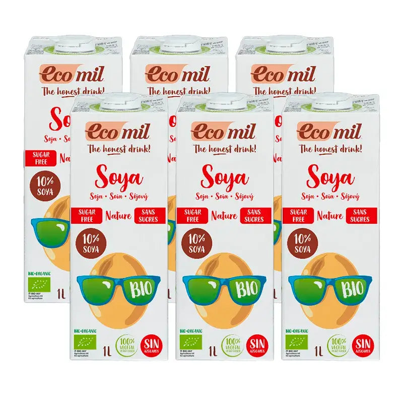 Ecomil Gemüsedrinks Bio Sojabohne, Packung 6 x 1 Liter