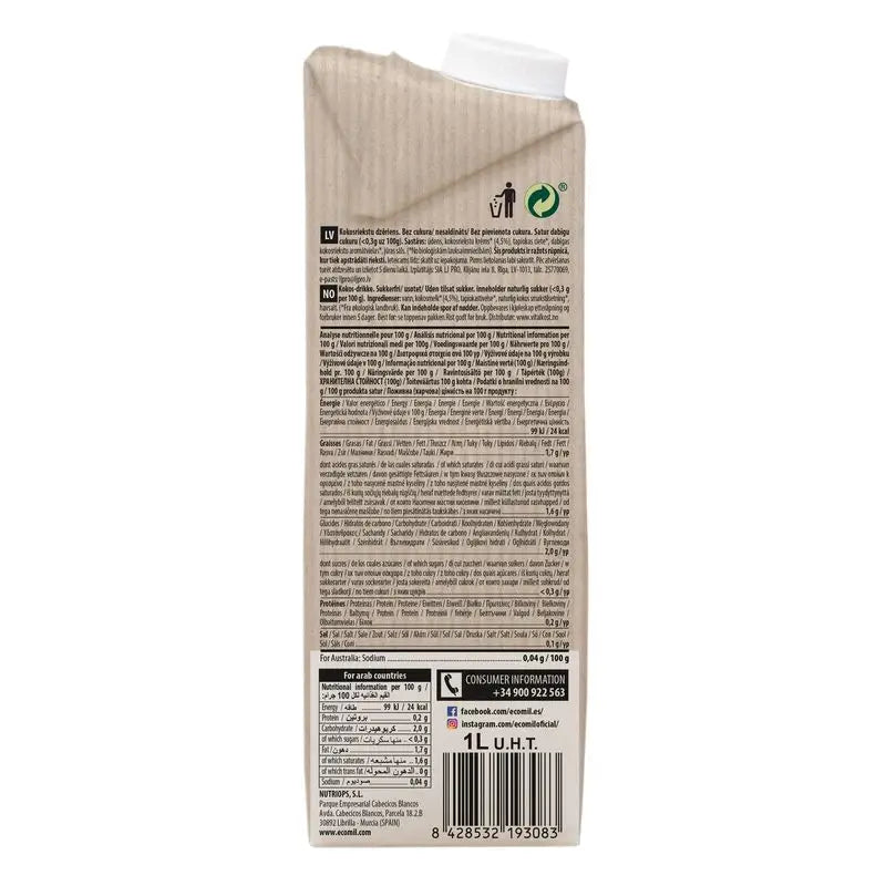 Ecomil Kokosnuss Classic Natur Bio, 1 l