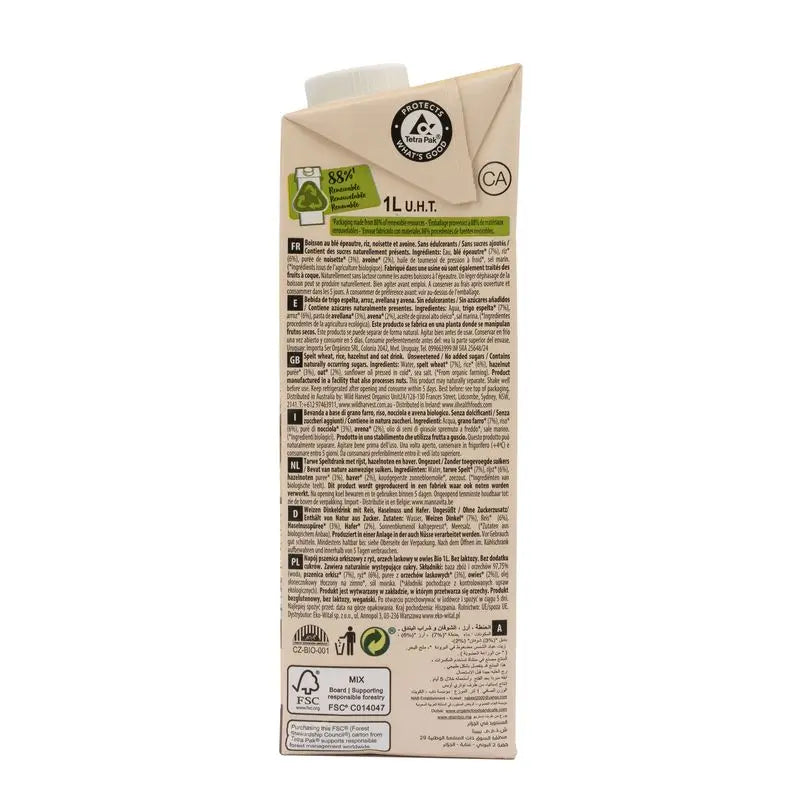 Ecomil Bio-Dinkel-Reis-Haselnuss-Haferflocken, 1 l
