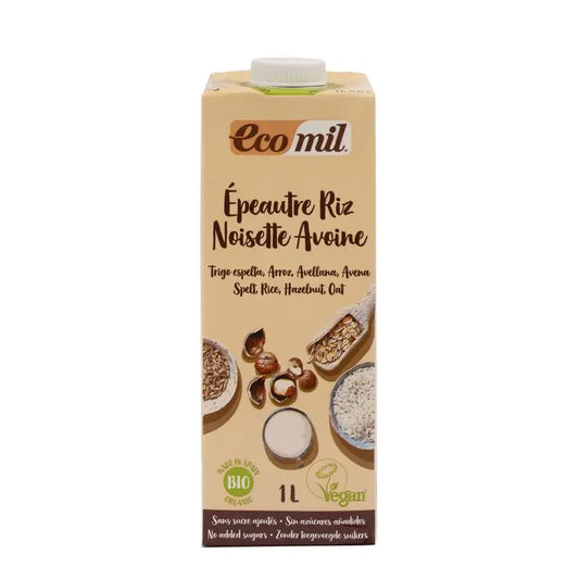 Ecomil Bio-Dinkel-Reis-Haselnuss-Haferflocken, 1 l