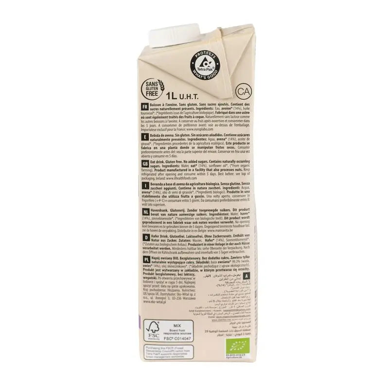 Ecomil Hafer Natur Glutenfrei Bio, 1 l