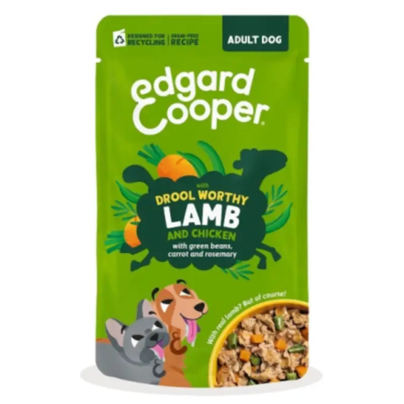 Edgard & Cooper Adult Dog Food in Pouches: Lamb and Chicken with Green Beans, Carrots and Rosemary, 8 x 150 g