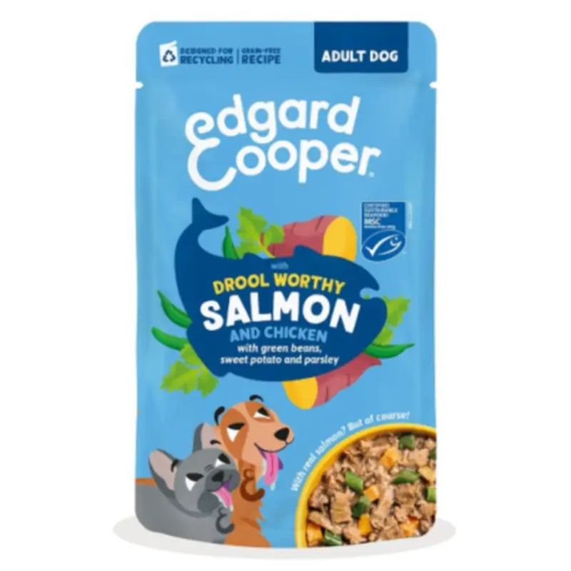 Edgard & Cooper Adult Salmon and Chicken Dog Stew in Pouches with Green Beans, Sweet Potato and Parsley, 8 x 150 g
