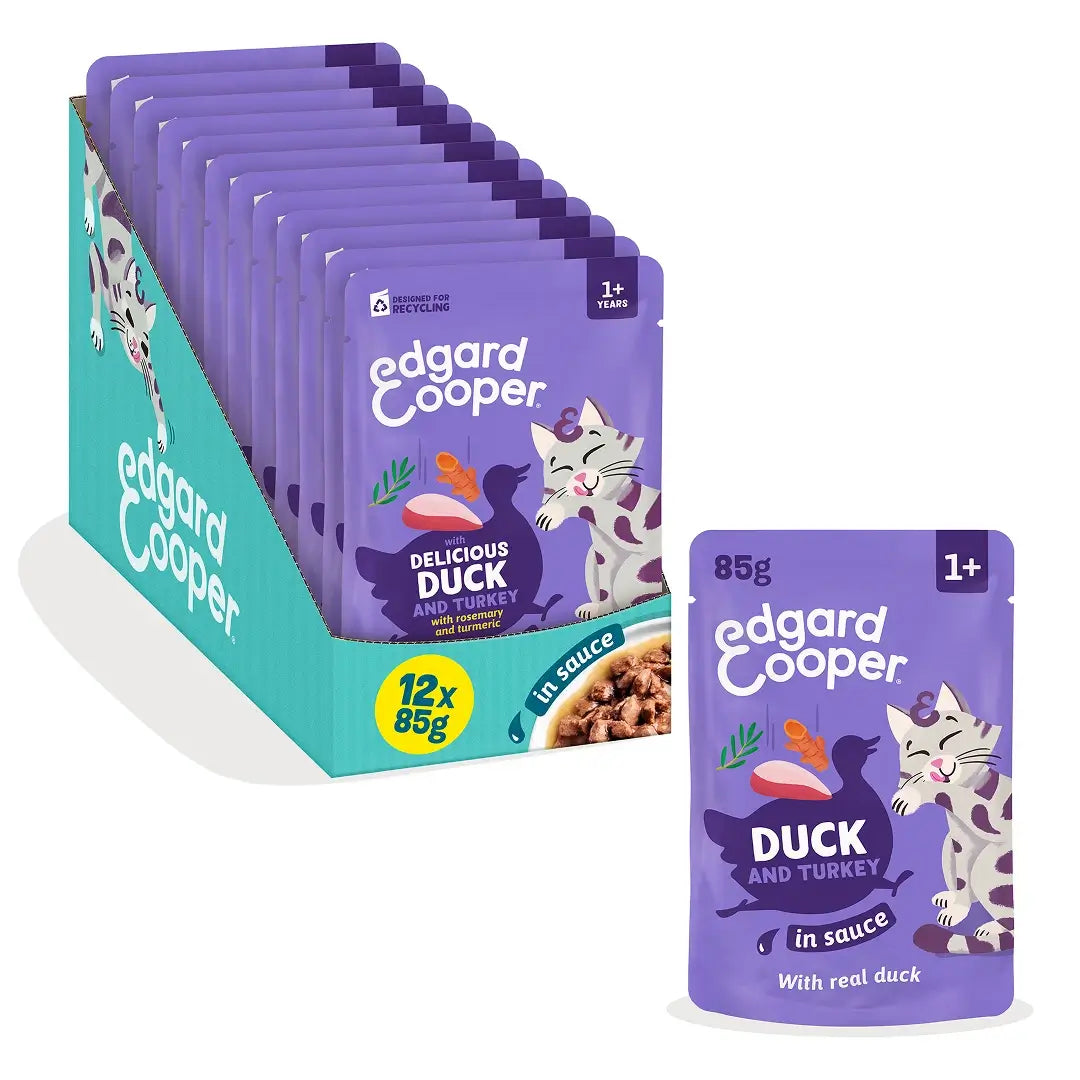 Edgard & Cooper Ente & Truthahn in Soße für ausgewachsene Hunde, 12 x 85 g