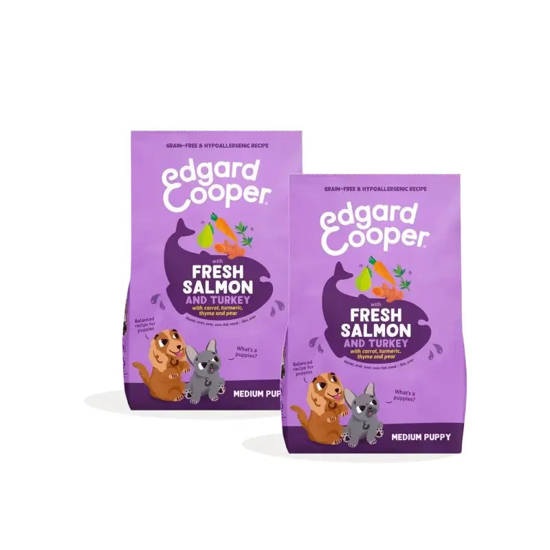 Edgard & Cooper Welpenfutter für mittelgroße Rassen mit Lachs und Truthahn, 2er-Pack à 2,5 kg
