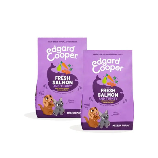 Edgard & Cooper Welpenfutter für mittelgroße Rassen mit Lachs und Truthahn, 2er-Pack à 2,5 kg
