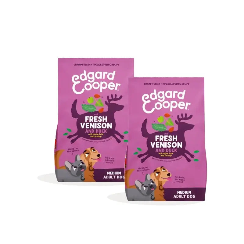 Edgard & Cooper Hundefutter für ausgewachsene mittelgroße Hunde mit Hirsch und Ente, 2er-Pack à 2,5 kg
