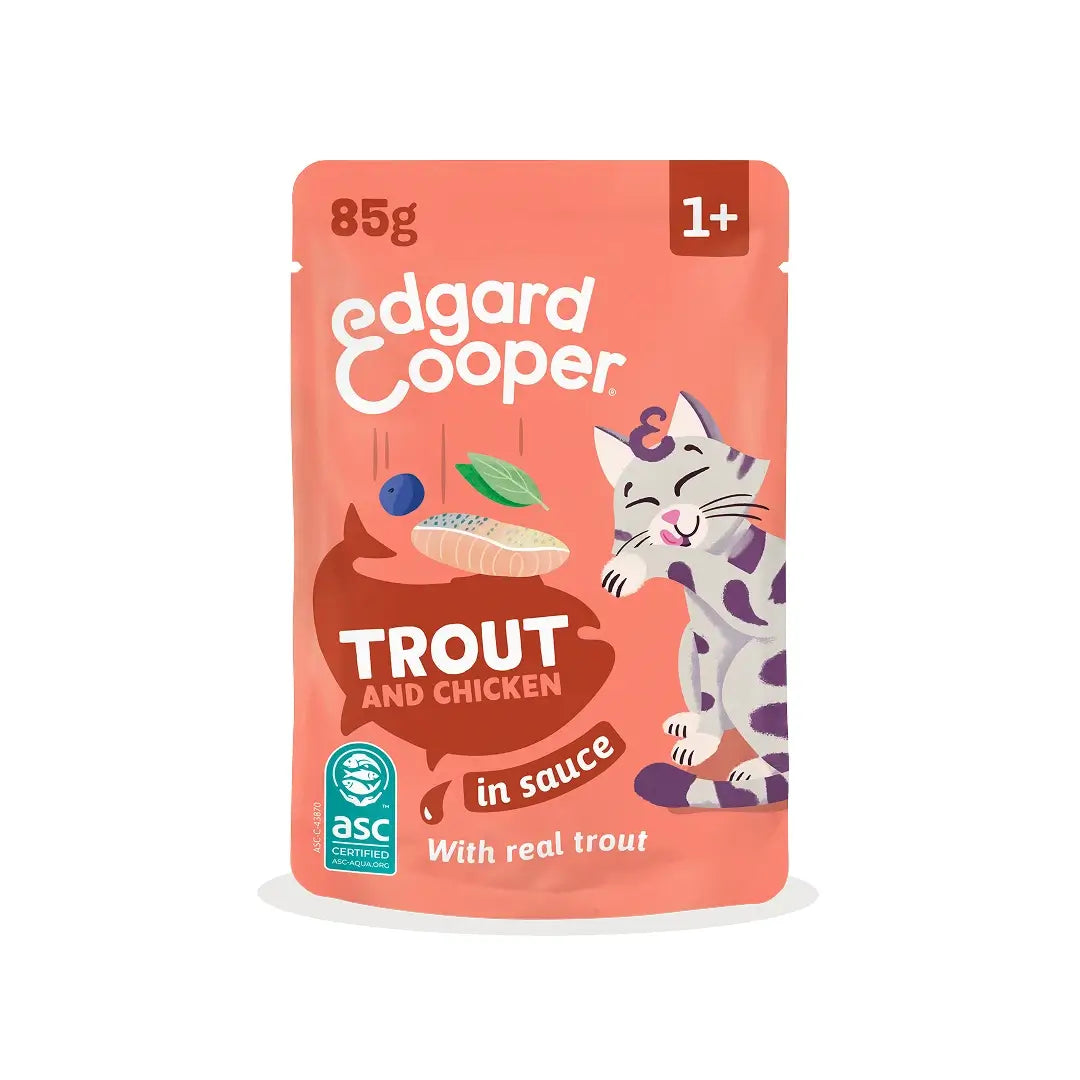 Edgard & Cooper Forelle & Huhn in Soße für ausgewachsene Hunde, 12 x 85 g
