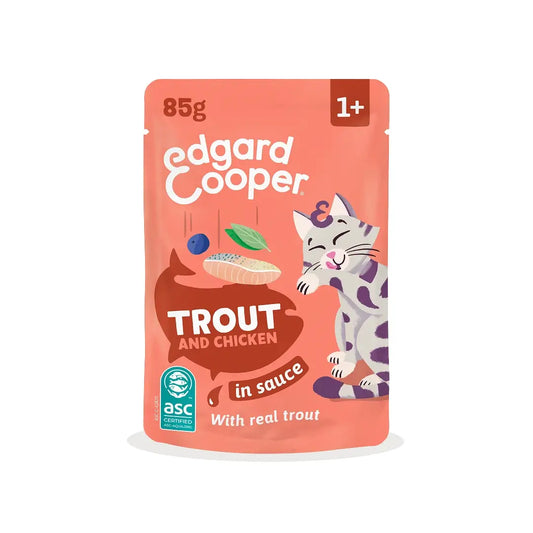 Edgard & Cooper Forelle & Huhn in Soße für ausgewachsene Hunde, 12 x 85 g
