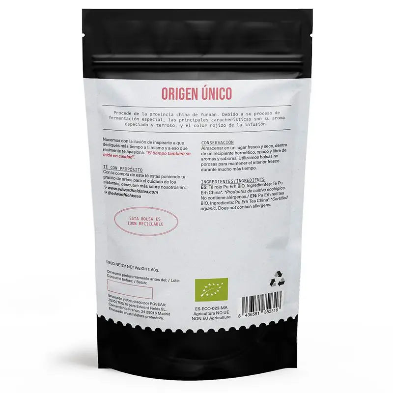 Edward Fields Tee Bio Roter Pu Erh Tee Bulk 30 Tassen, 60 Gramm