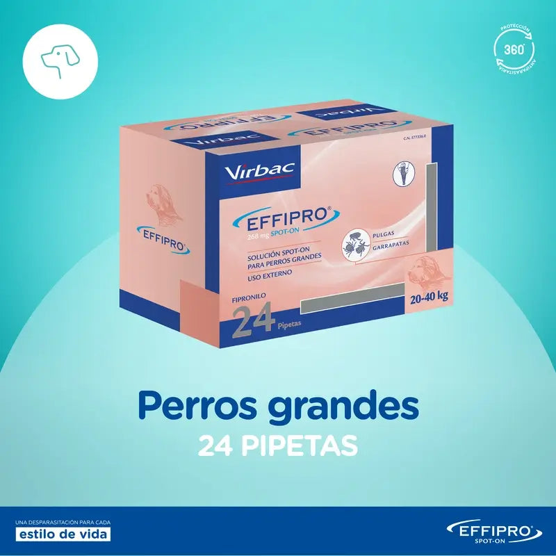 Effipro 268 Mg Spot-On Große Hunde 20-40Kg, 24 Pipetten