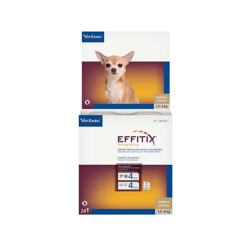 Effitix Xs Antiparasitikum sehr kleine Hunde 1,5-4 Kg, 24 Pipetten