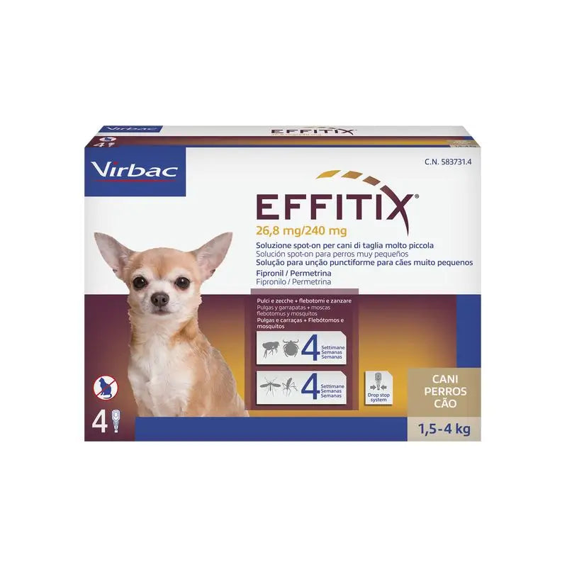 Effitix Xs Antiparasitikum sehr kleine Hunde 1,5-4 Kg, 4 Pipetten