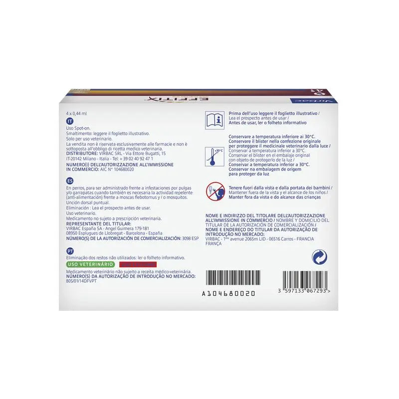 Effitix Xs Antiparasitikum sehr kleine Hunde 1,5-4 Kg, 4 Pipetten