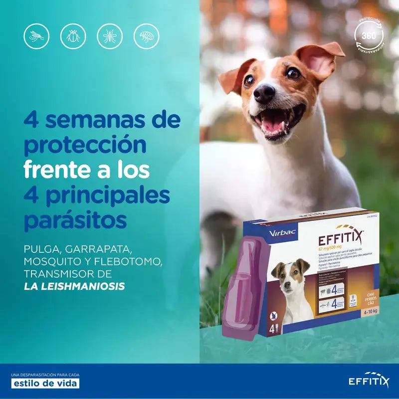 Effitix S Antiparasitikum Kleine Hunde 4-10 Kg, 4 Pipetten