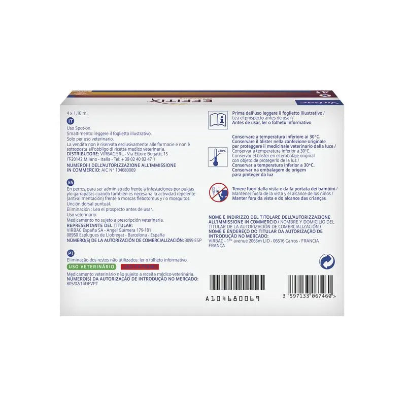 Effitix S Antiparasitikum Kleine Hunde 4-10 Kg, 4 Pipetten