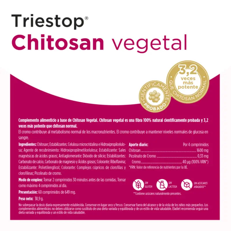 Eladiet Triestop Chitosan Pflanzlich 60 Tabletten.