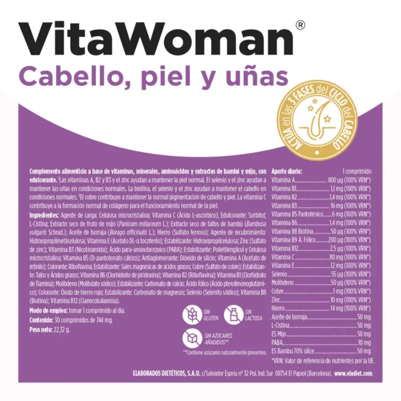 Eladiet Vita Woman Haare Haut & Nägel 30 Tabletten