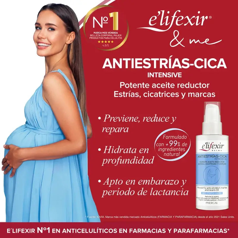 Elifexir Cica Intensiv Anti-Dehnungsstreifen Narbenreduzierer Anti-Dehnungsstreifen Öl, 100 ml