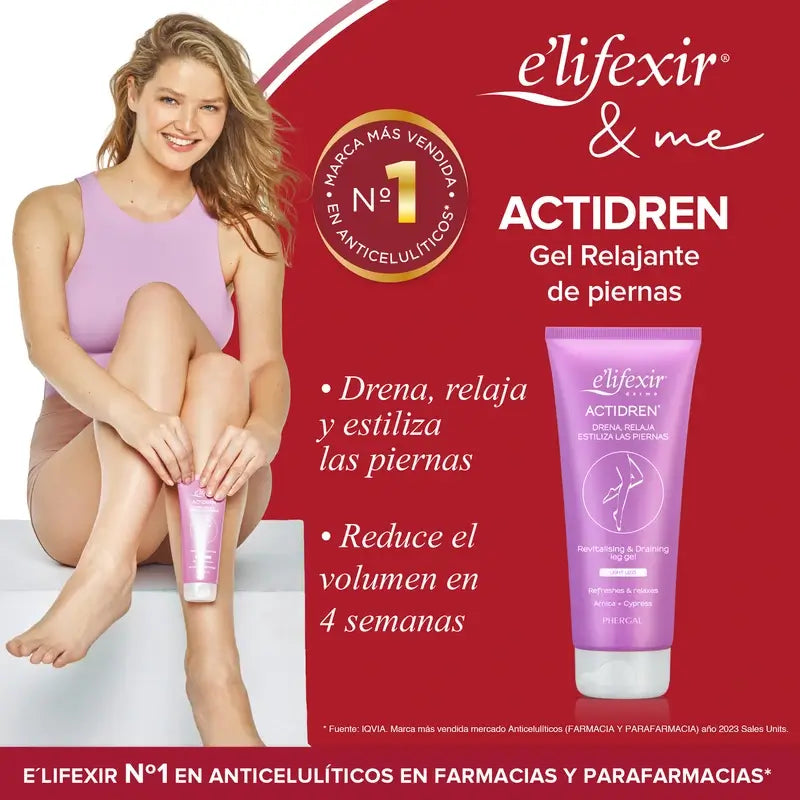 Elifexir Actidren Gel Entspannende Entwässerungscreme Müde Beine 200Ml