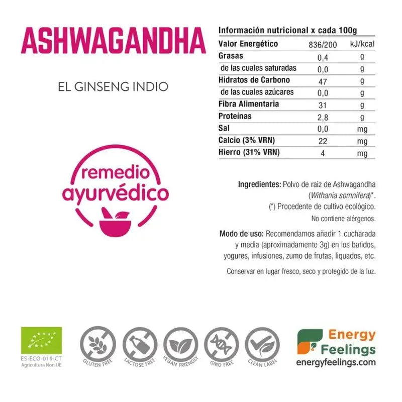 Energie Gefühle Ashwagandha 200Gr. Eco Vegan Sg