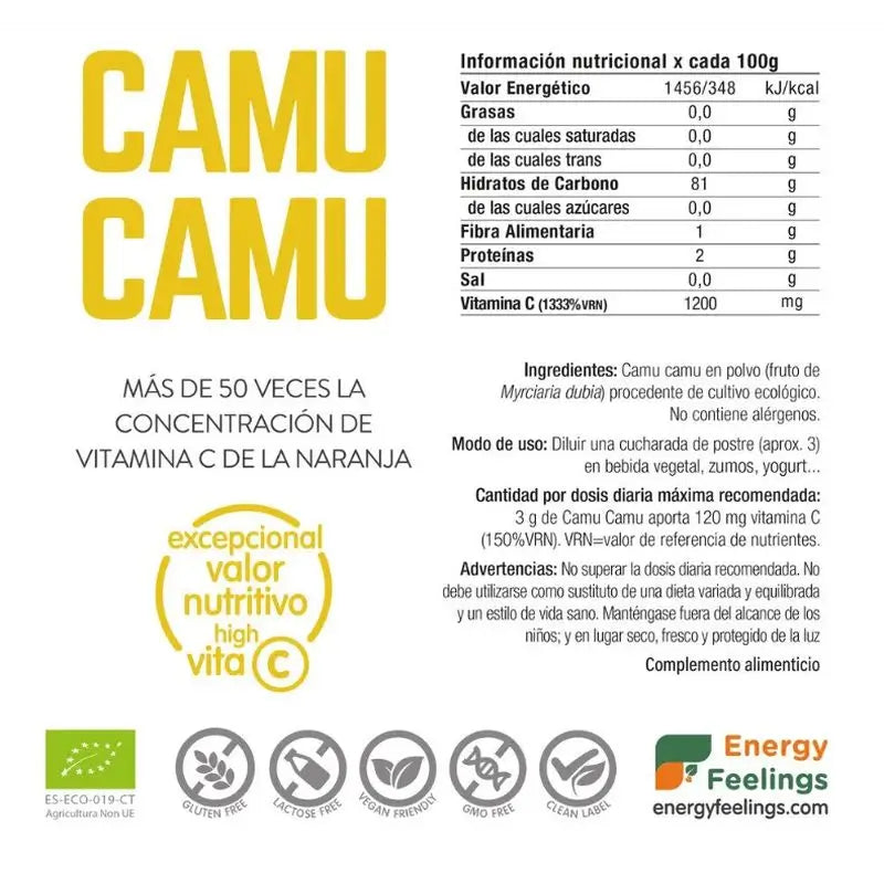Energie Gefühle Camu Camu 1Kg. Öko-Veganer Sg