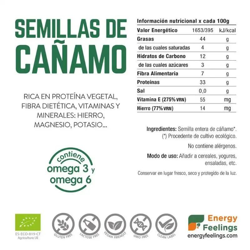 Energy Feelings Hanfsamen 500Gr. Eco Vegan Sg** Energy Feelings Hanfsamen 500Gr.