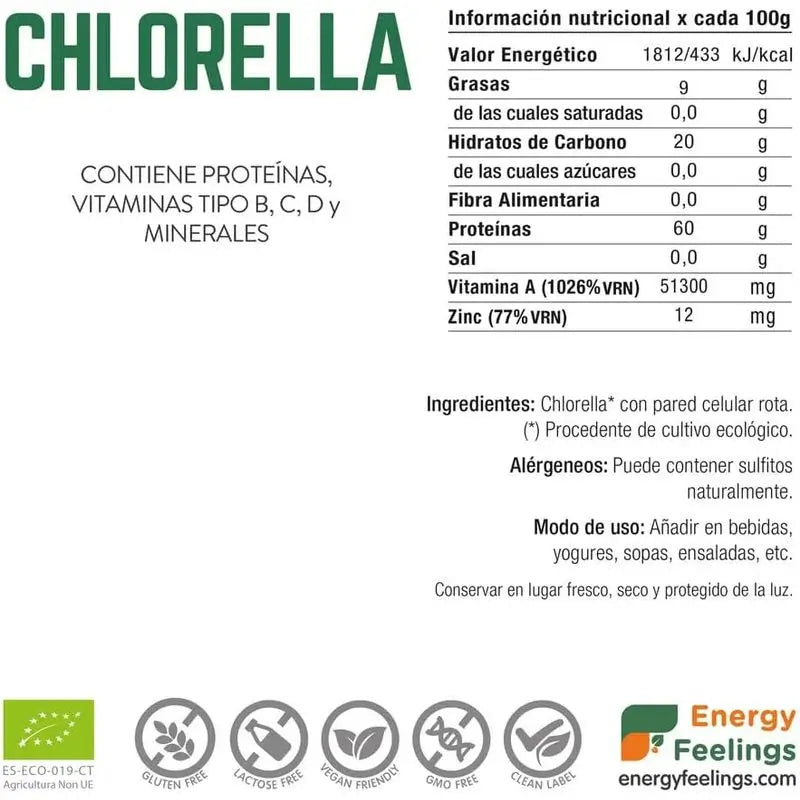 Energy Feelings Chlorella Pulver 100Gr. ökologisch-vegan Sg