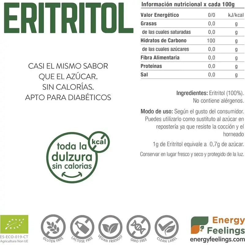 Energy Feelings Erythritol-Pulver 200Gr. ökologisch-vegan Sg
