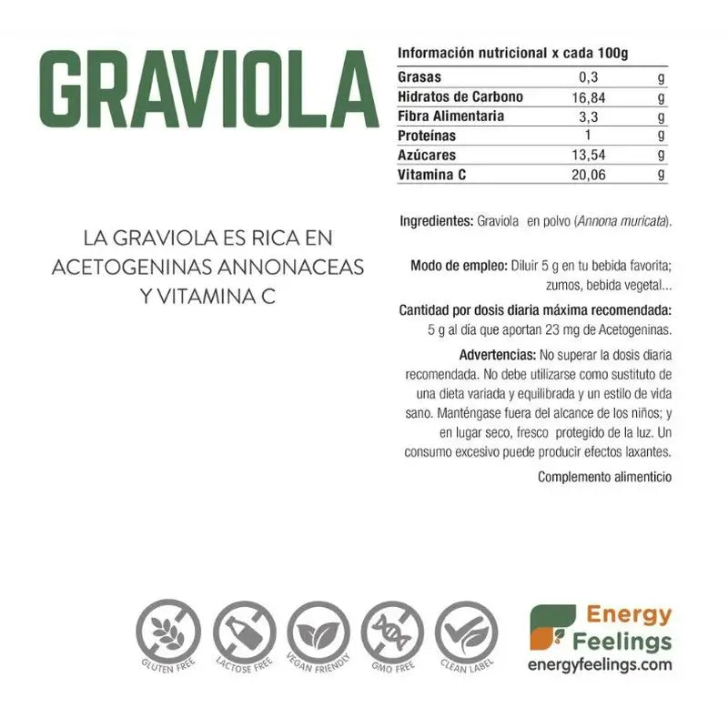 Energy Feelings Graviola Pulver 150Gr. Vegan Sg